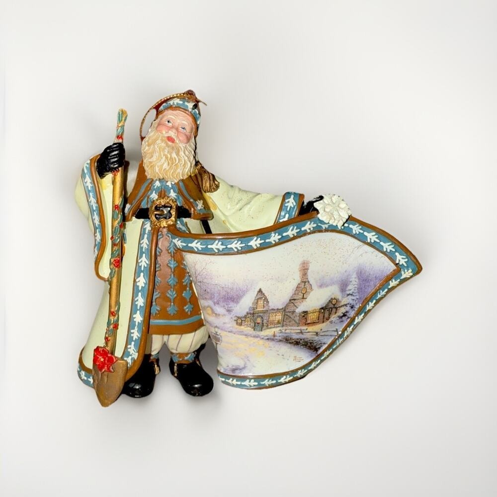White Christmas Dreams Santa Thomas Kinkade Ashton Drake Heirloom Ornament EUC